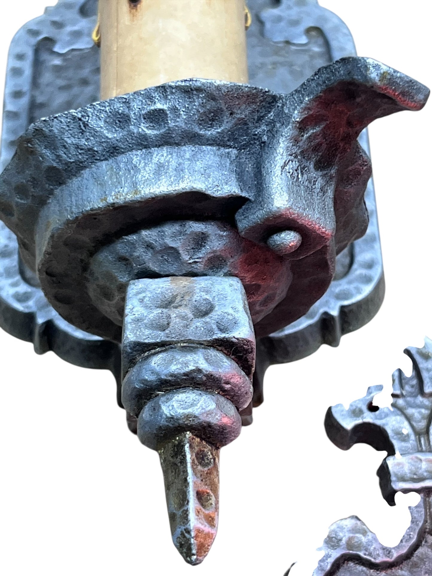 Bare bulb 4 + 1 Hammered Wall Sconces Storybook or Spanish Revival Mission Style #2598