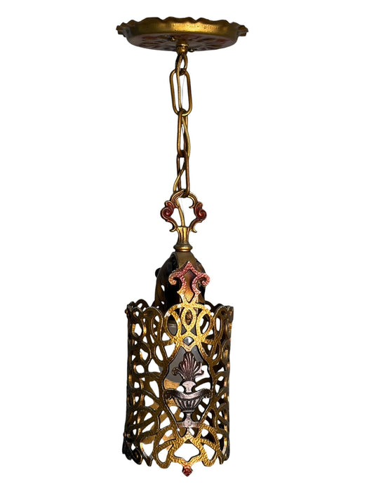 Short Spanish Revival Hallway Light with Original Paint #2605