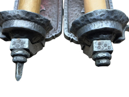 Bare bulb 4 + 1 Hammered Wall Sconces Storybook or Spanish Revival Mission Style #2598