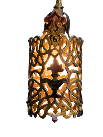 Tall Spanish Revival Hallway Light with Original Paint Finish #2604