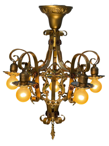 Shorter Ceiling 5 Light Aztec Gold with Original Finish #2606