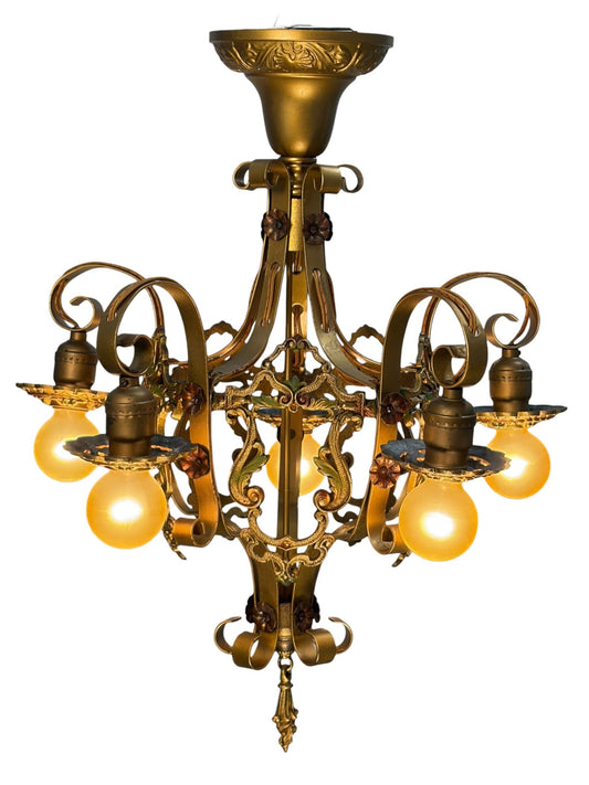 Shorter Ceiling 5 Light Aztec Gold with Original Finish #2606