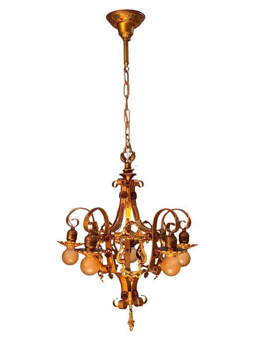 Chain Drop Aztec Gold Chandelier with Original Finish #2607