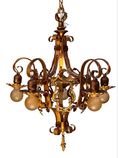 Chain Drop Aztec Gold Chandelier with Original Finish #2607