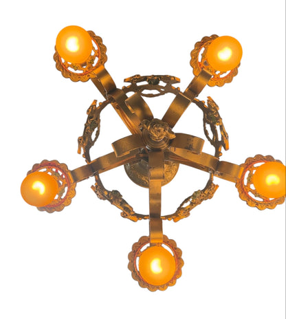 Shorter Ceiling 5 Light Aztec Gold with Original Finish #2606