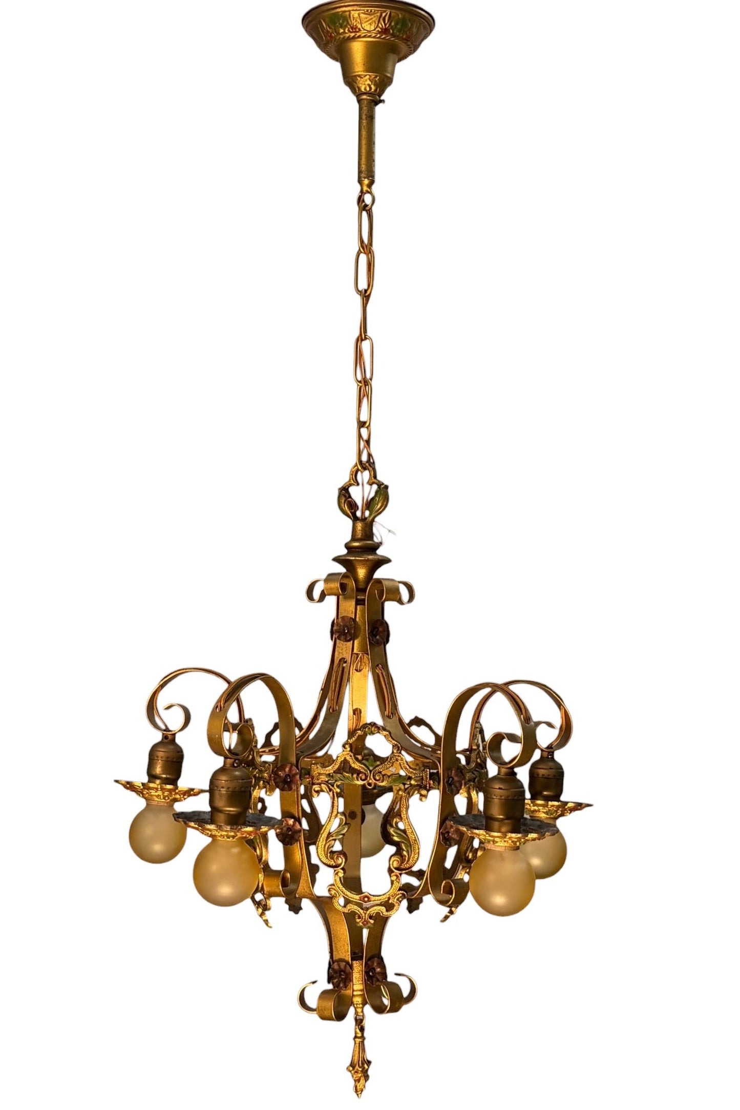 Chain Drop Aztec Gold Chandelier with Original Finish #2607