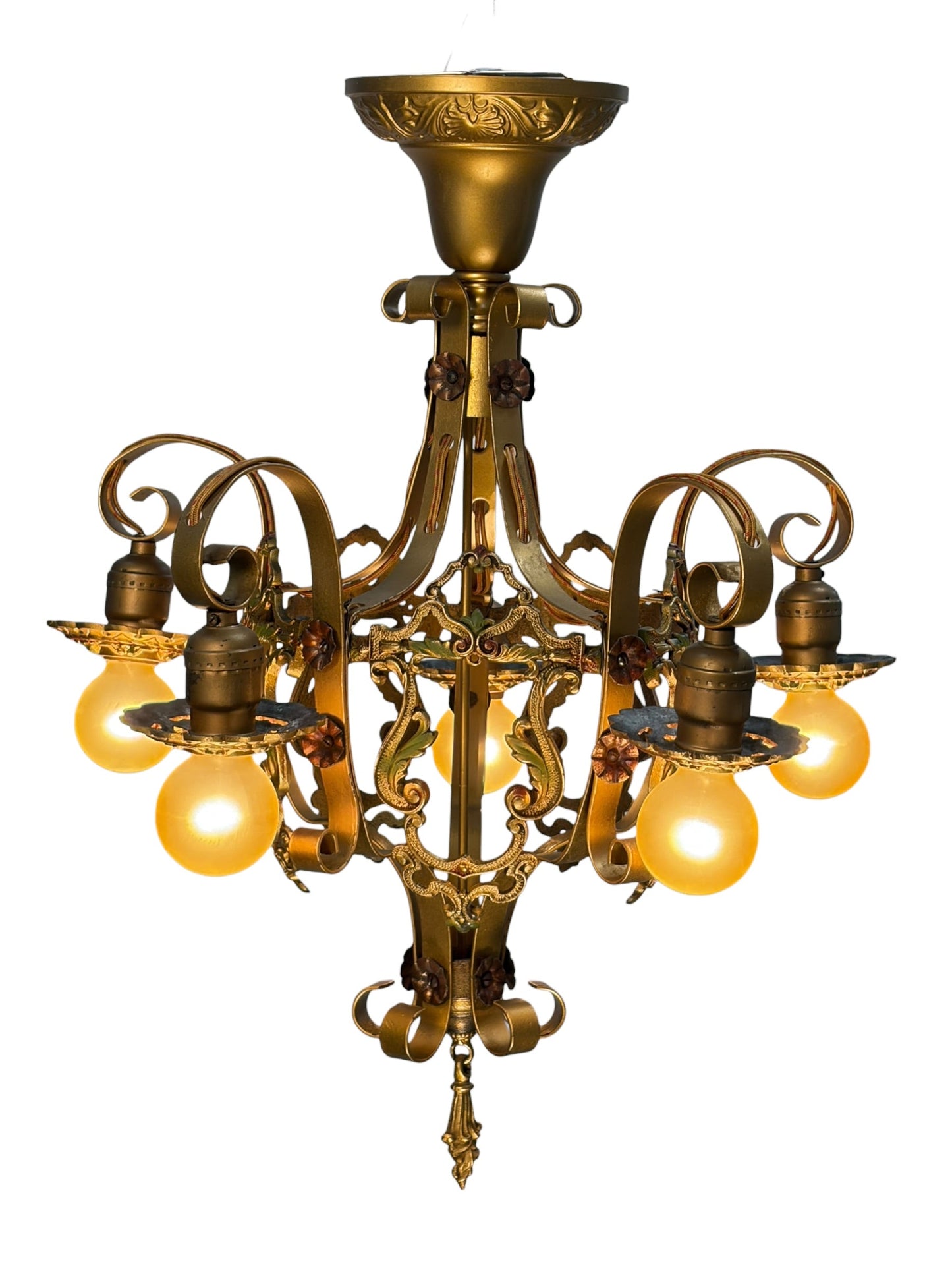 Chain Drop Aztec Gold Chandelier with Original Finish #2607