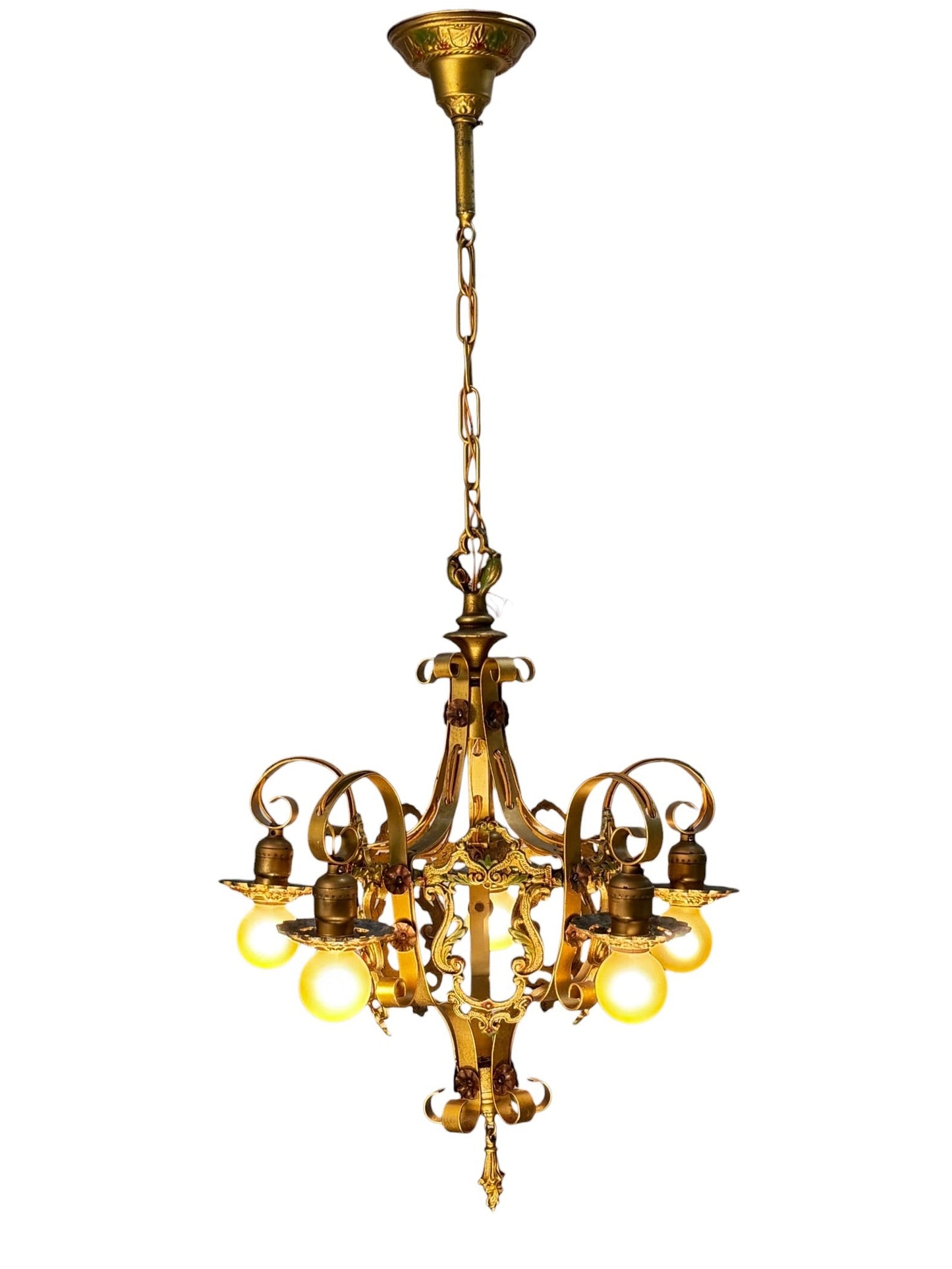 Chain Drop Aztec Gold Chandelier with Original Finish #2607