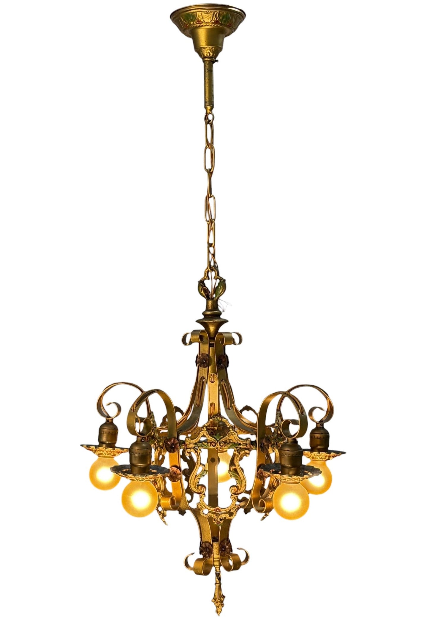 Chain Drop Aztec Gold Chandelier with Original Finish #2607