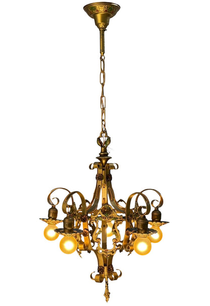 Chain Drop Aztec Gold Chandelier with Original Finish #2607