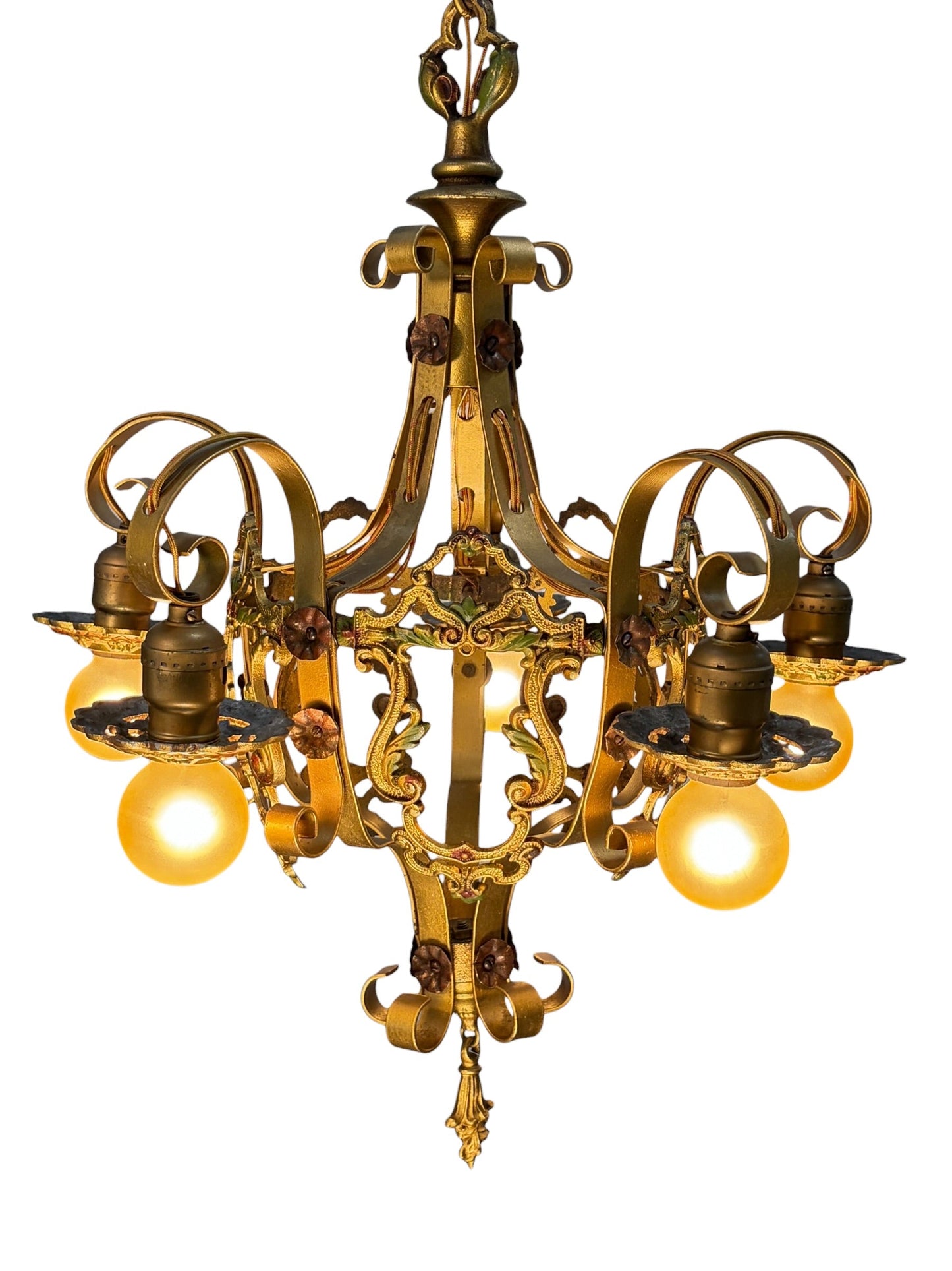 Chain Drop Aztec Gold Chandelier with Original Finish #2607