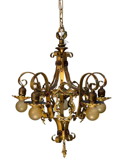 Chain Drop Aztec Gold Chandelier with Original Finish #2607