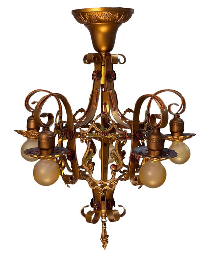 Shorter Ceiling 5 Light Aztec Gold with Original Finish #2606