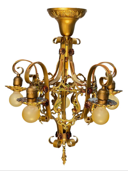 Shorter Ceiling 5 Light Aztec Gold with Original Finish #2606
