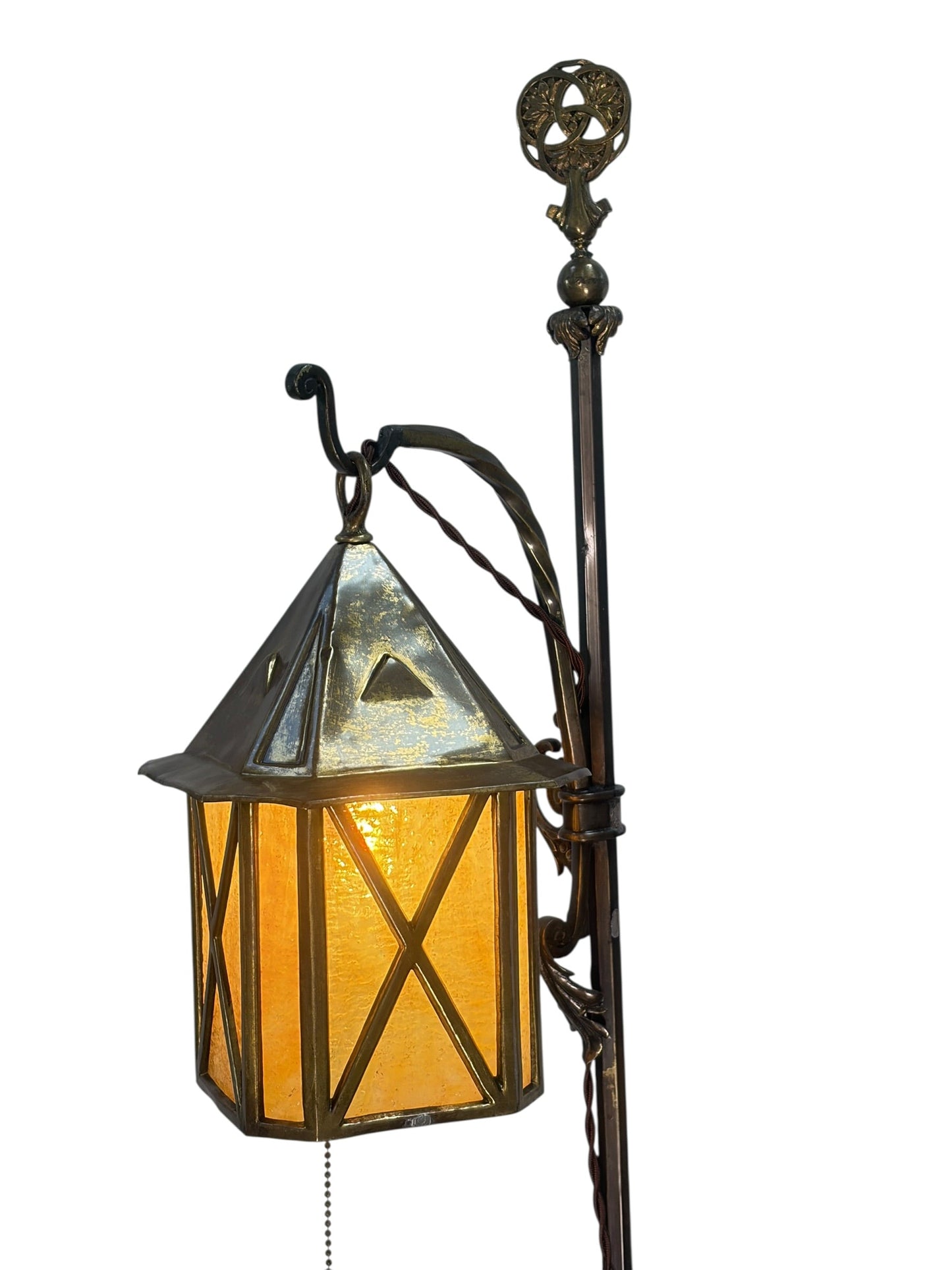 Pair Solid Brass Hanging Lantern Floor Lamps #2610