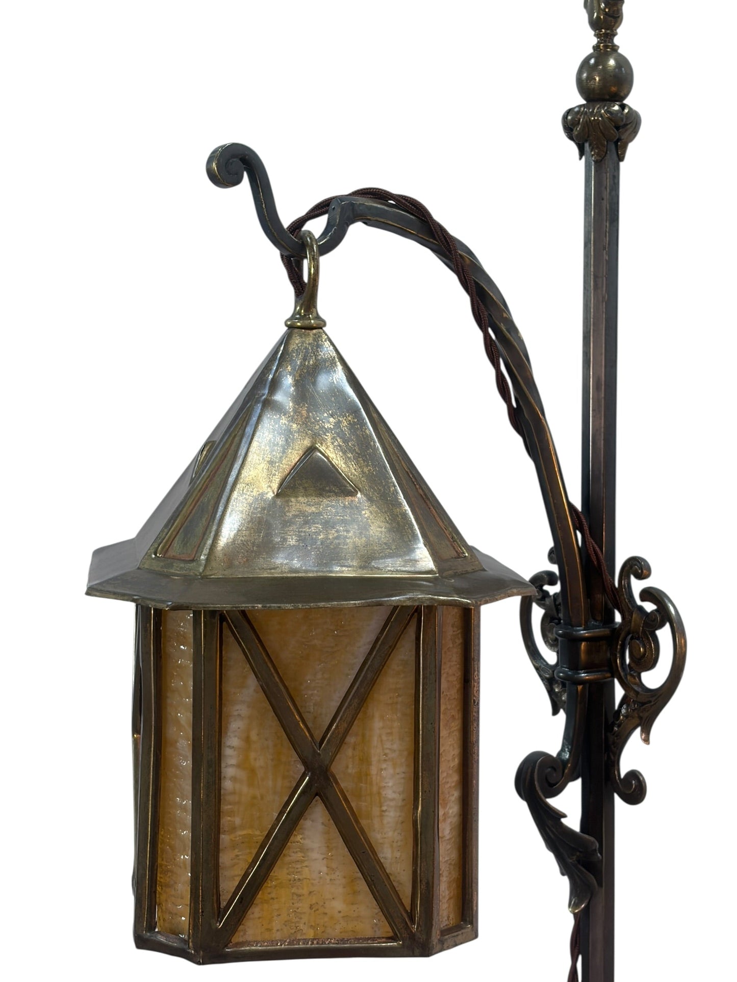 Pair Solid Brass Hanging Lantern Floor Lamps #2610