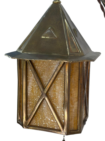 Pair Solid Brass Hanging Lantern Floor Lamps #2610