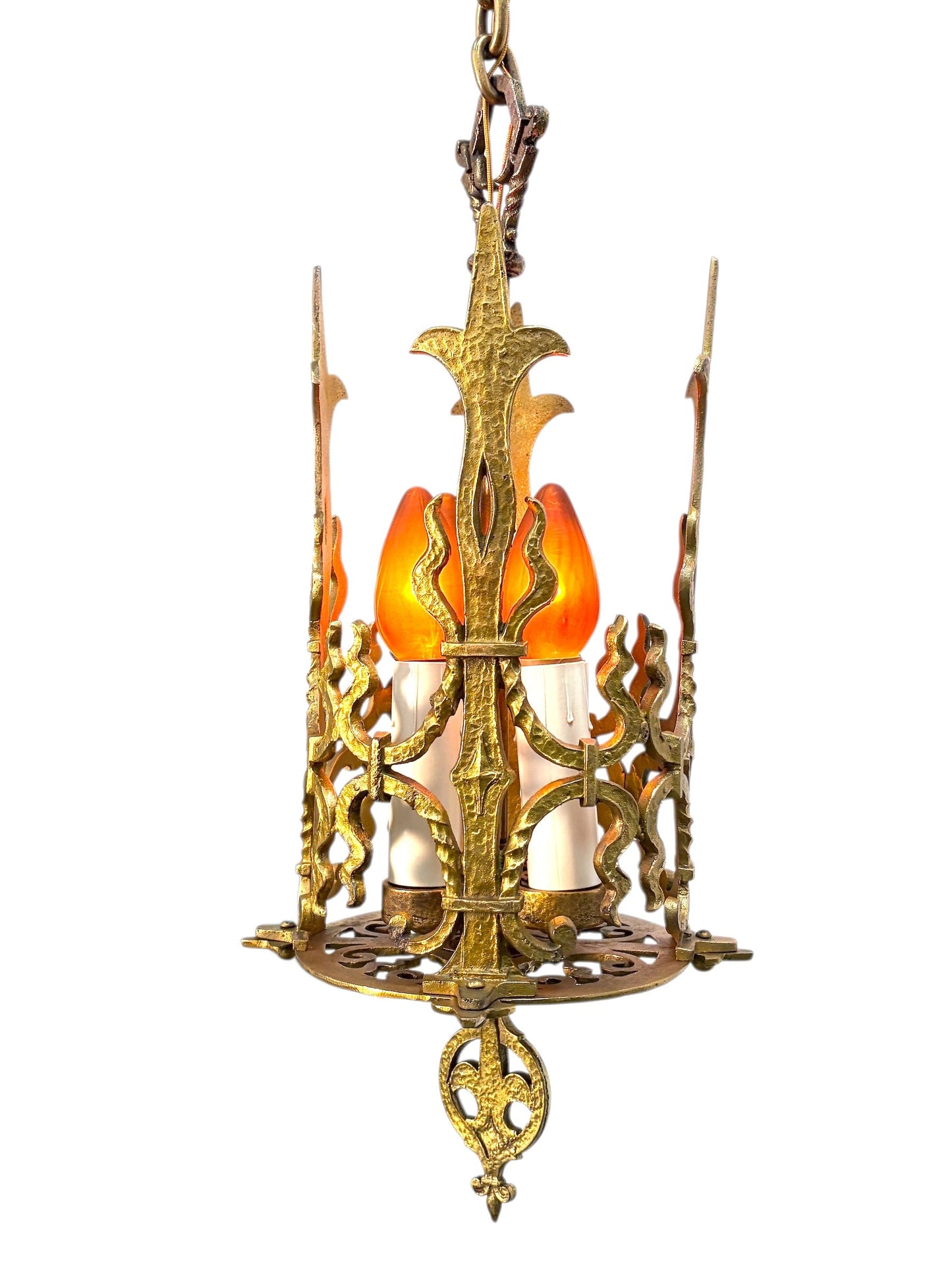 1920s Spanish Revival Foyer or Hallway Light with Original Gold Brass Finish #2615