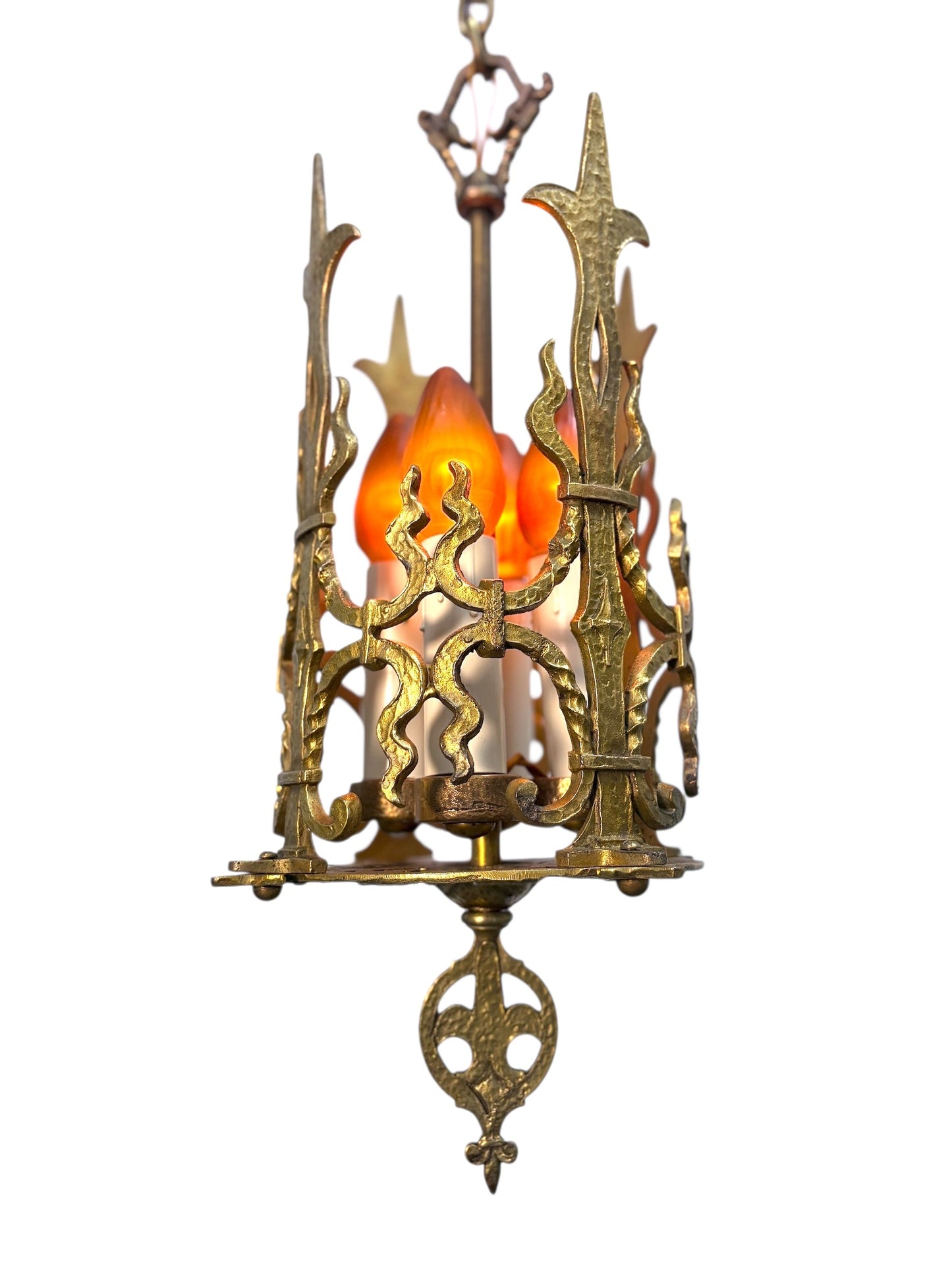 1920s Spanish Revival Foyer or Hallway Light with Original Gold Brass Finish #2615