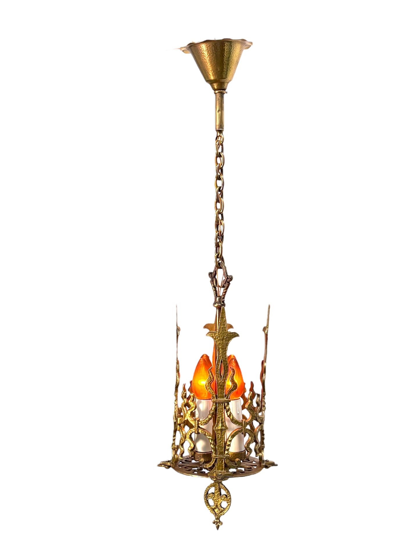 1920s Spanish Revival Foyer or Hallway Light with Original Gold Brass Finish #2615
