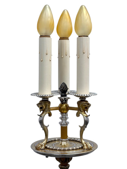 Lion Head Candle Floor Lamp in Cast Brass #2612