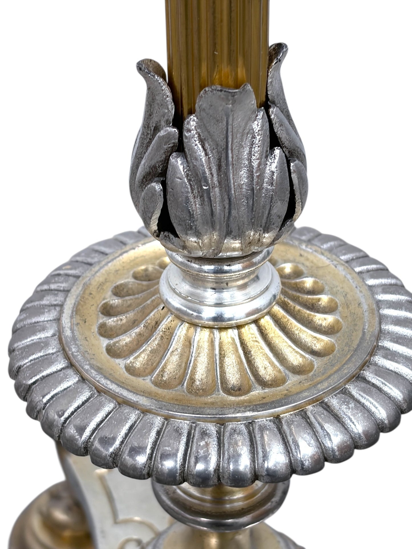 Lion Head Candle Floor Lamp in Cast Brass #2612