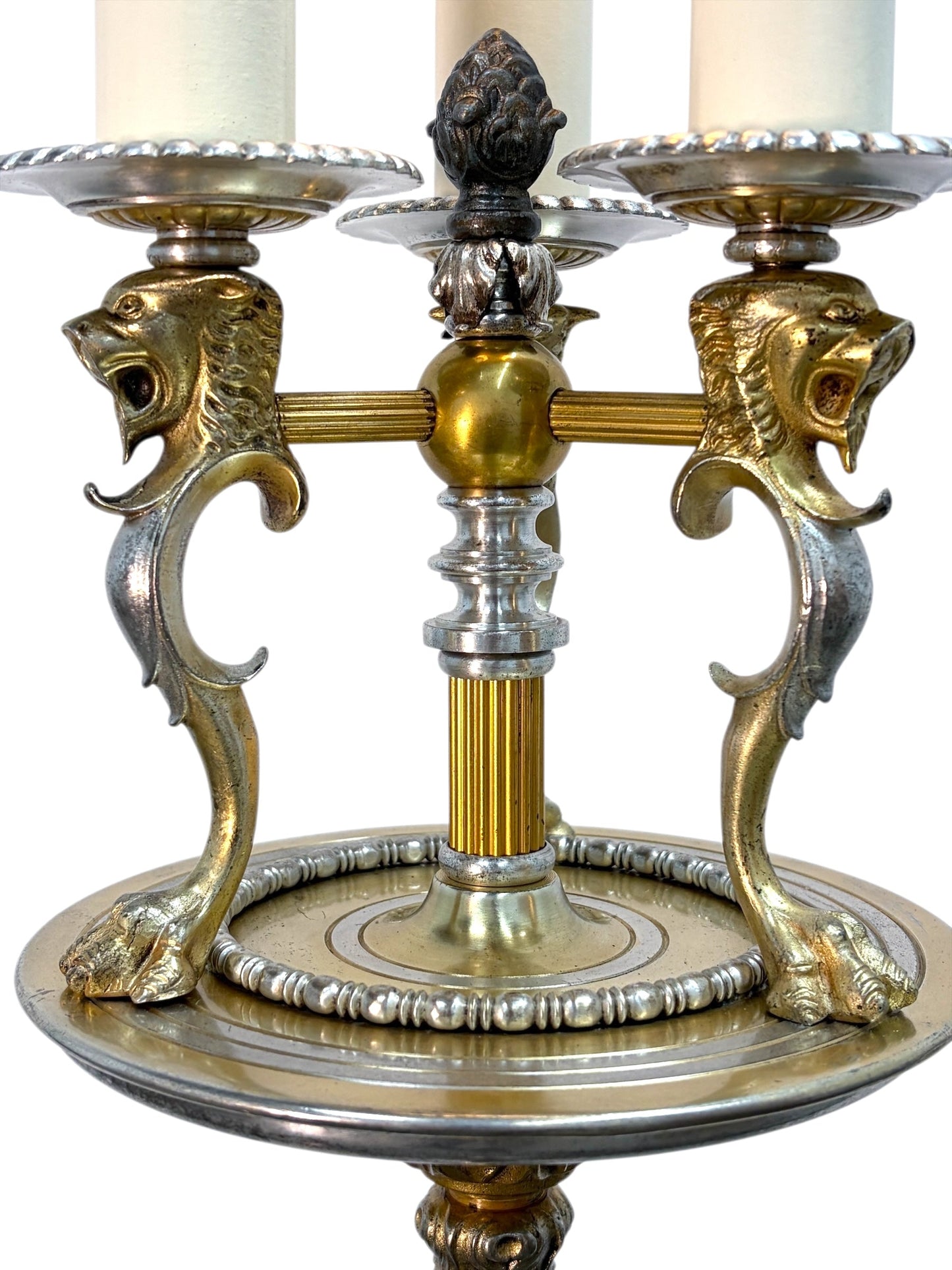 Lion Head Candle Floor Lamp in Cast Brass #2612