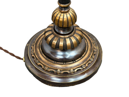 Cast Bronze Spanish Revival Floor Lamp with Original Crackle Glass 1920s #2613