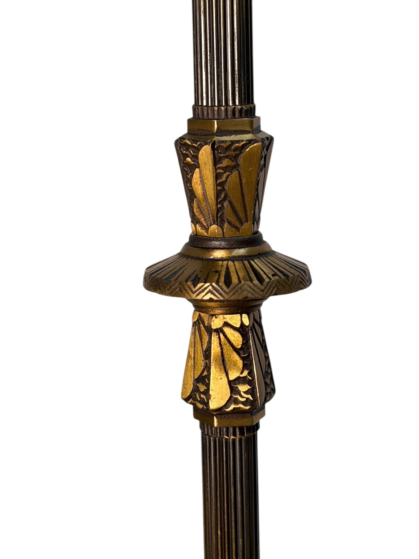 Cast Bronze Spanish Revival Floor Lamp with Original Crackle Glass 1920s #2613