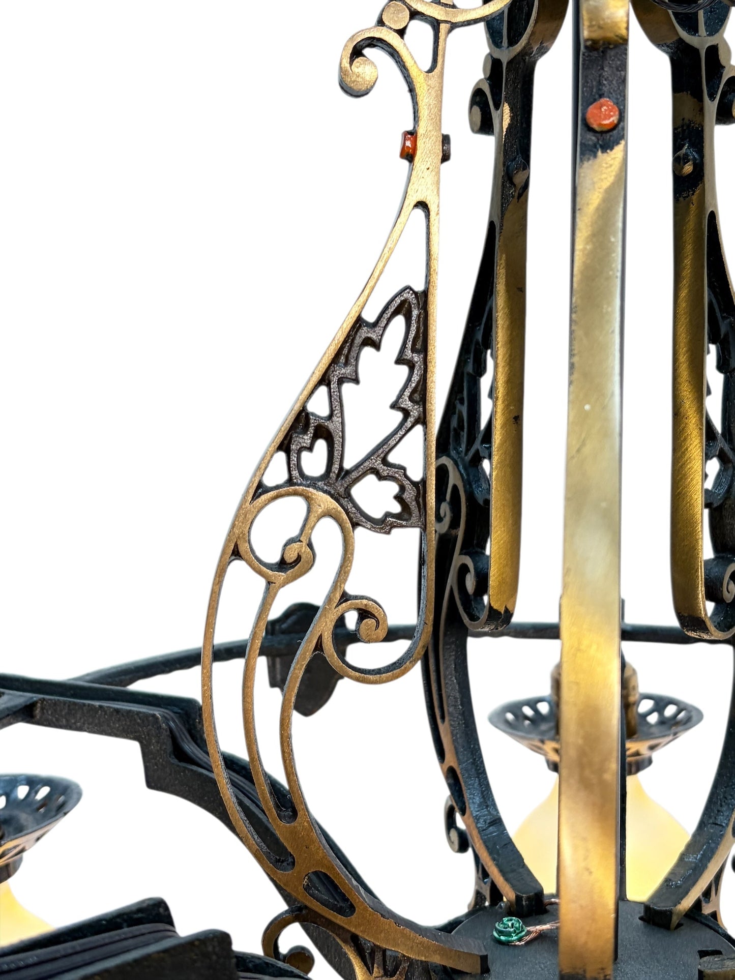 1920s Cast Bronze 5 Light Chandelier in Spectacular Original Condition #2622