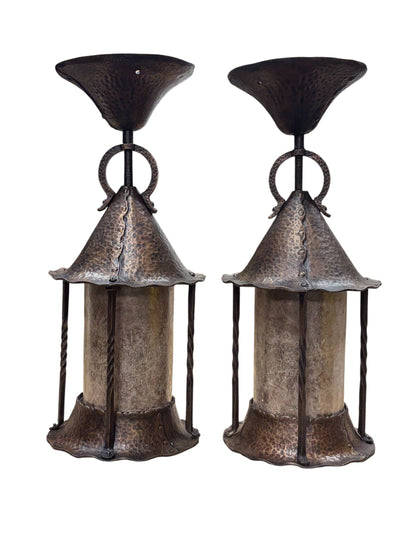 Storybook Style Art and Crafts Porch Ceiling Silver Mica Shade #2638