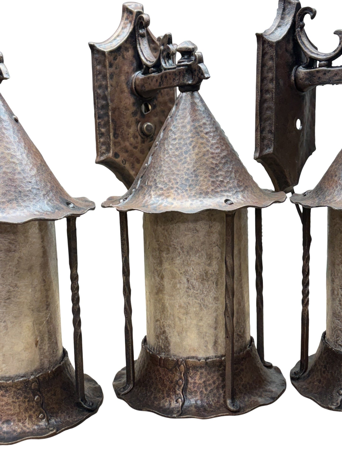 One of 3 Storybook Outdoor Lanterns with Silver Mica Shade #2636