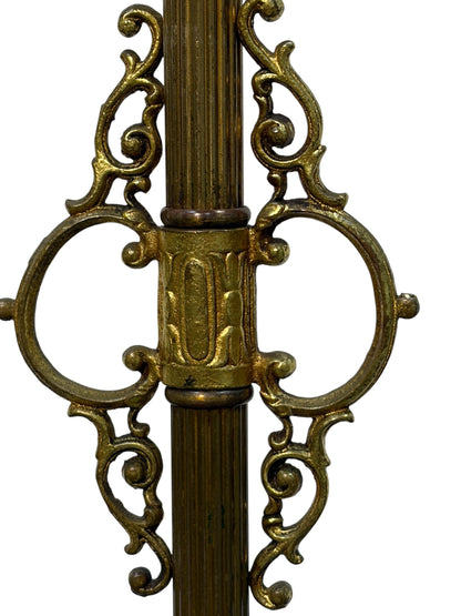 Floor Lamp with Cast Brass Top and Golden Mica Shade #2637