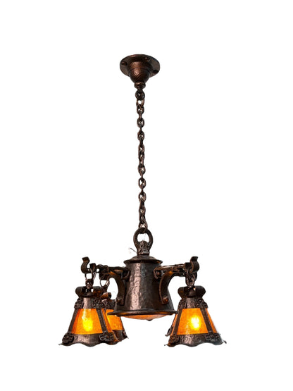 Arts and Crafts 5 Light with Four Lanterns and Mica Dome Bottom Light #2641