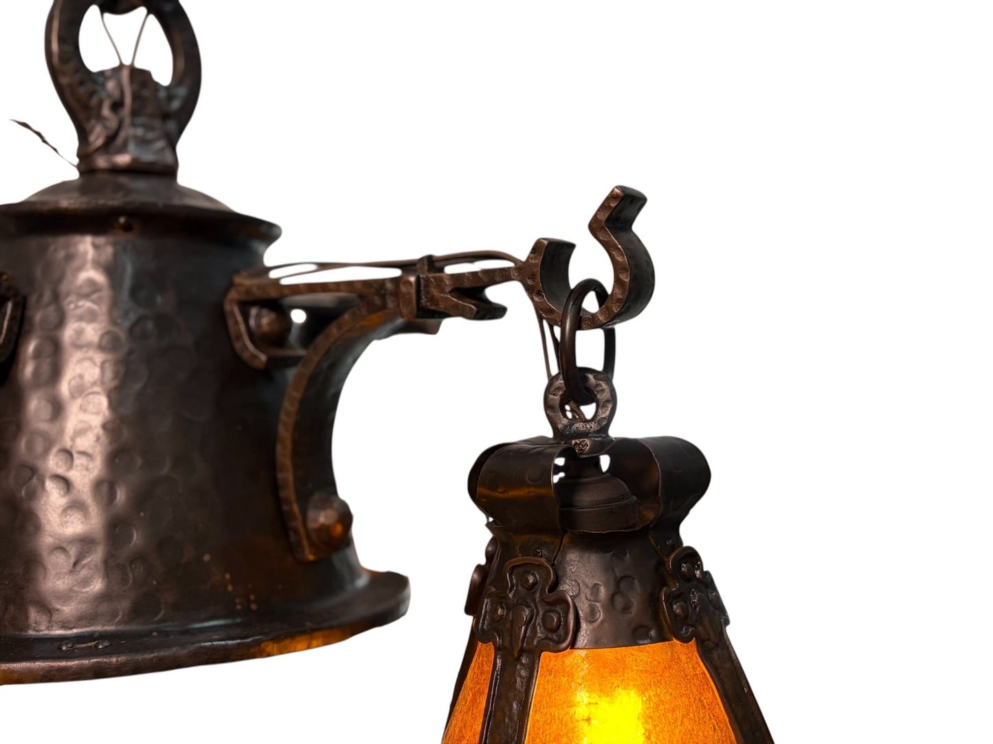 Arts and Crafts 5 Light with Four Lanterns and Mica Dome Bottom Light #2641