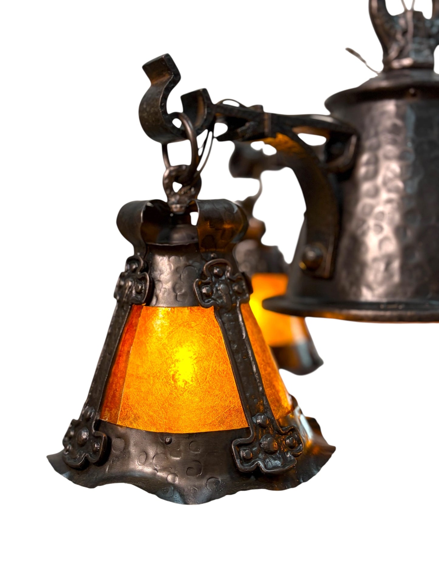 Arts and Crafts 5 Light with Four Lanterns and Mica Dome Bottom Light #2641
