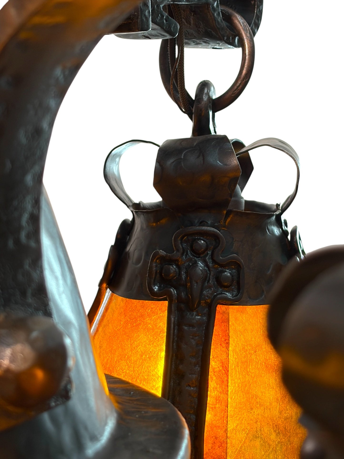 Arts and Crafts 5 Light with Four Lanterns and Mica Dome Bottom Light #2641