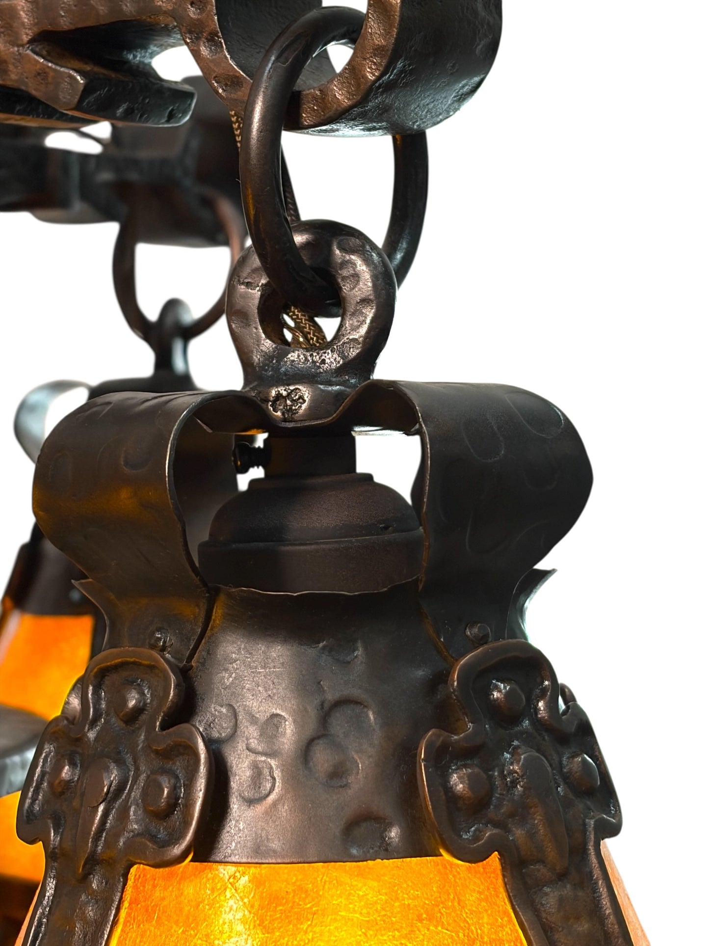 Arts and Crafts 5 Light with Four Lanterns and Mica Dome Bottom Light #2641