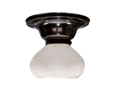 Small Semi Flush Light with Clear Glass  Pear Shaped Shade on Antique Fixture #2648