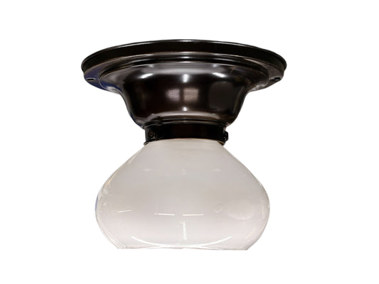 Small Semi Flush Light with Clear Glass  Pear Shaped Shade on Antique Fixture #2648