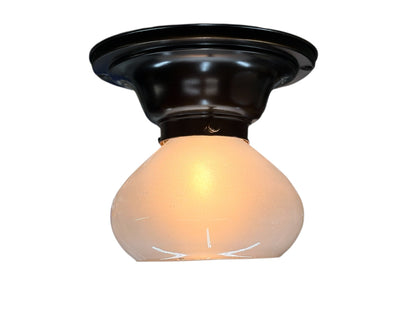 Small Semi Flush Light with Clear Glass  Pear Shaped Shade on Antique Fixture #2648
