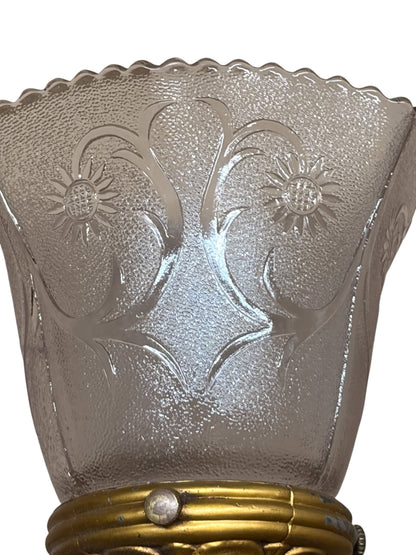 1920 Art Kast Wall Sconces with Pressed Glass Shades and Original Paint #2632