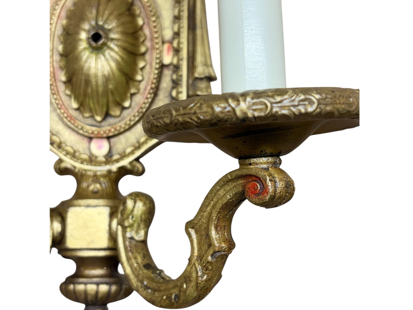 Cast Brass Wall Sconces with Shabby Paint #2634