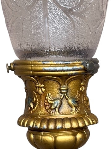 1920 Art Kast Wall Sconces with Pressed Glass Shades and Original Paint #2632