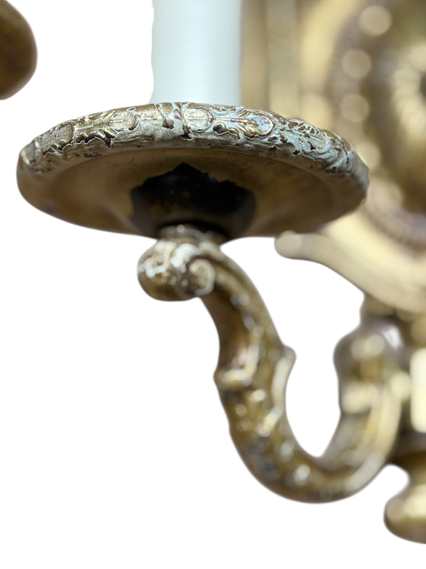 Cast Brass Wall Sconces with Shabby Paint #2634