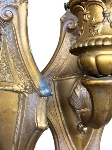 1920 Art Kast Wall Sconces with Pressed Glass Shades and Original Paint #2632