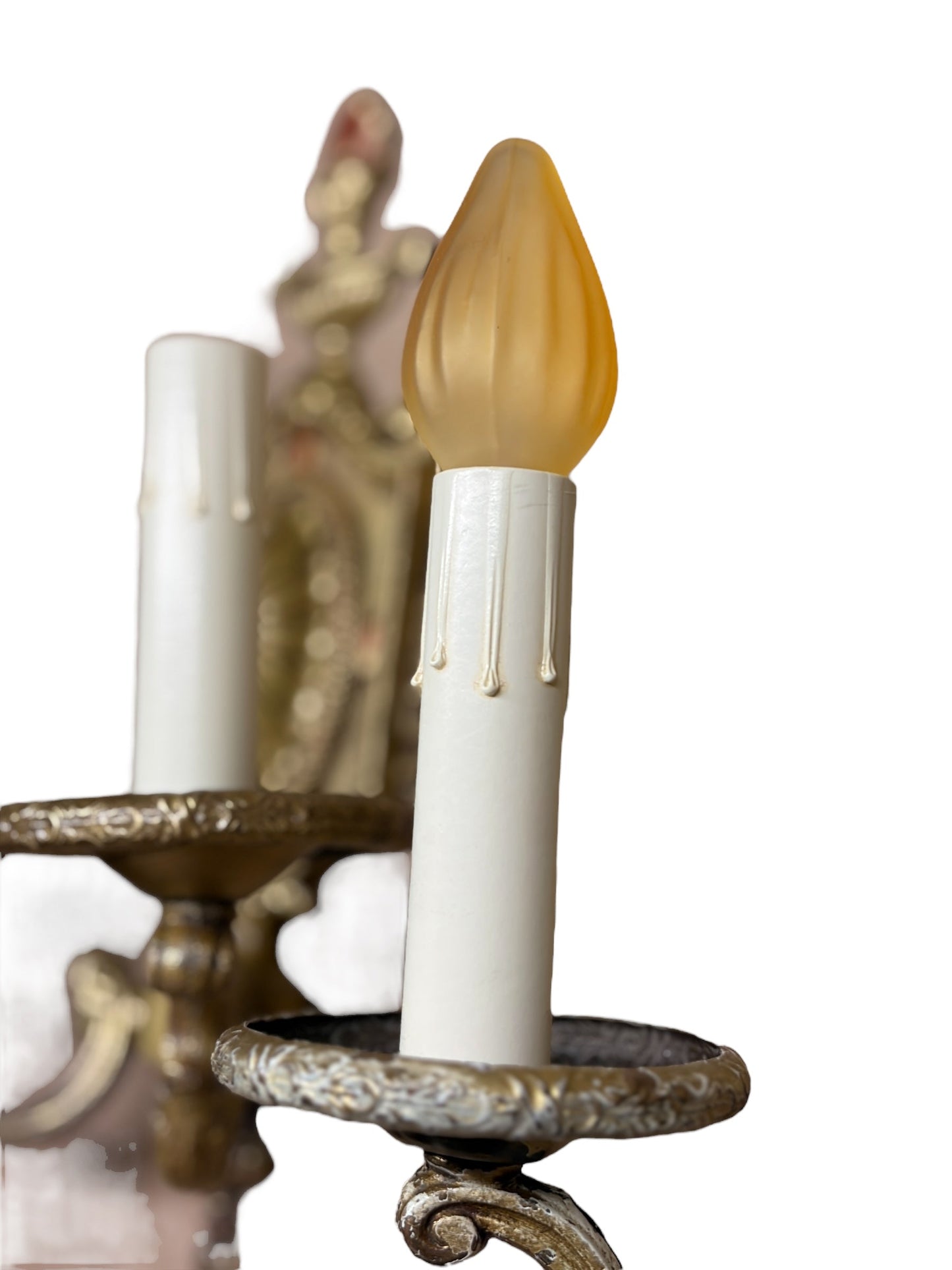 Cast Brass Wall Sconces with Shabby Paint #2634