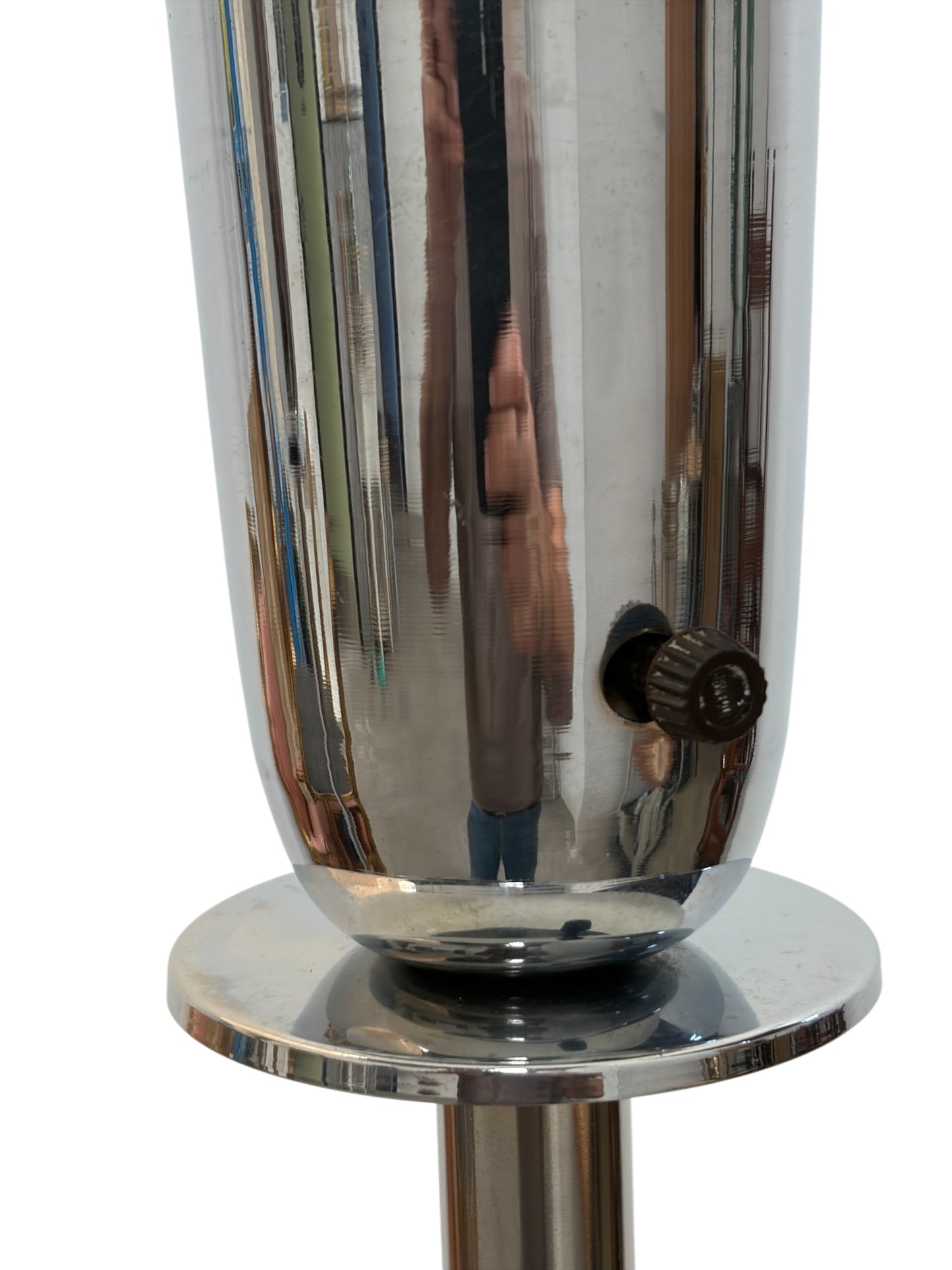 Streamline Art Deco Torchiere Floor Lamps in Polished Chrome and Nickel with Milk Glass Shades #2654