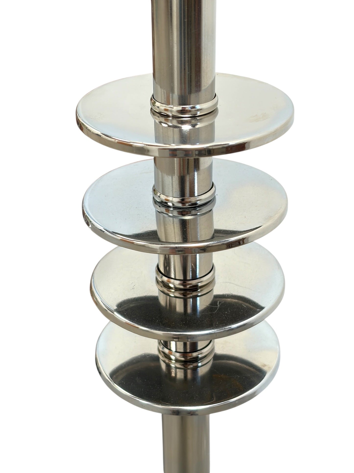 Streamline Art Deco Torchiere Floor Lamps in Polished Chrome and Nickel with Milk Glass Shades #2654