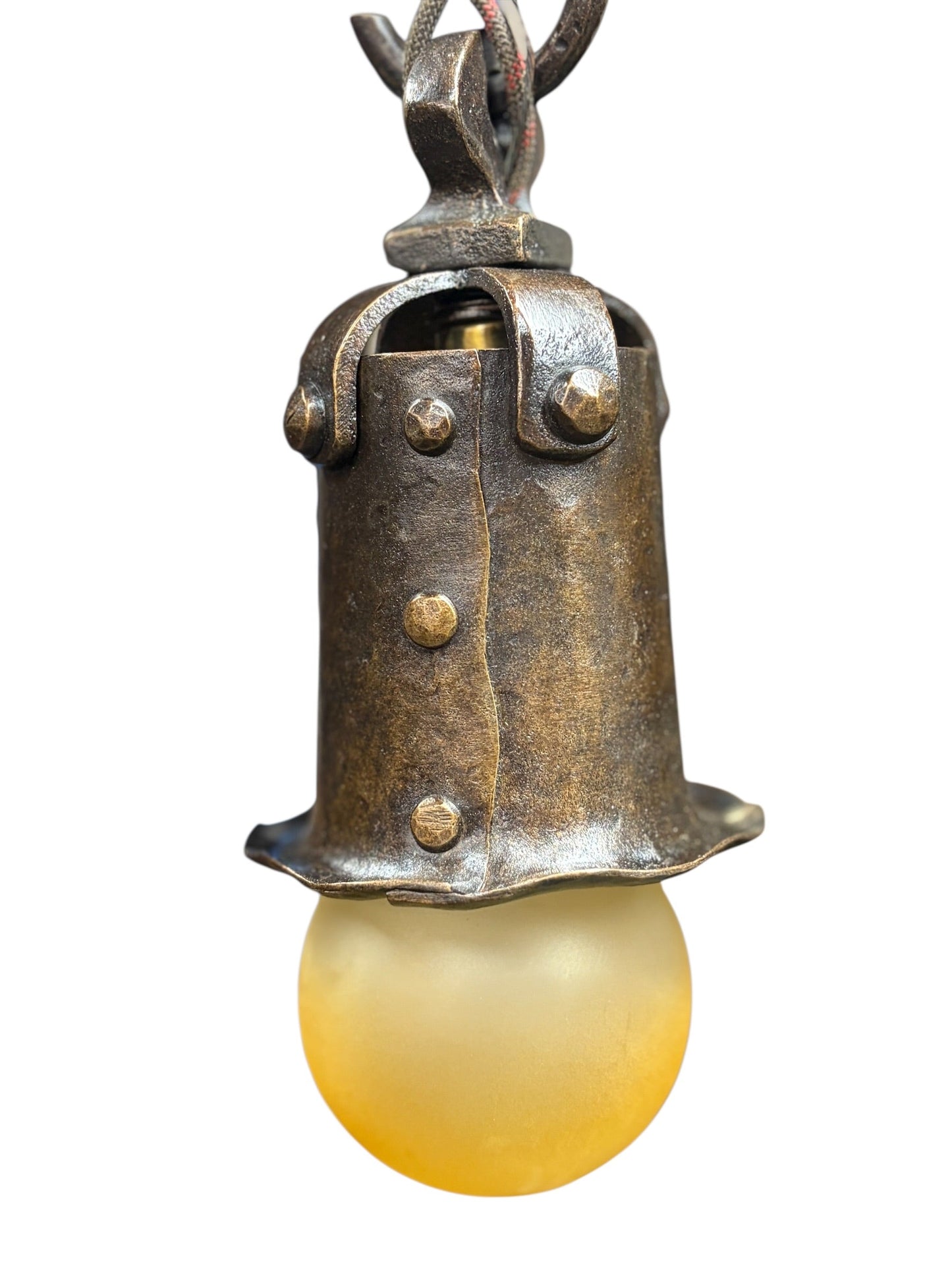 Hammered Exposed Bulb Arts and Crafts Wall Sconce in Patinated Bronze #2653